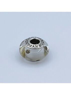 Pandora White & Grey Murano Charm #1801